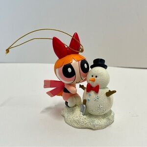 Vintage 2002 Powerpuff Girls Blossom With Snowman Christmas Tree Ornament